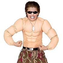 W WIDMANN MILANO Party Fashion – camicia muscolare per bambini, sei-pack, soldato, supereroe, culturista, costumi in maschera