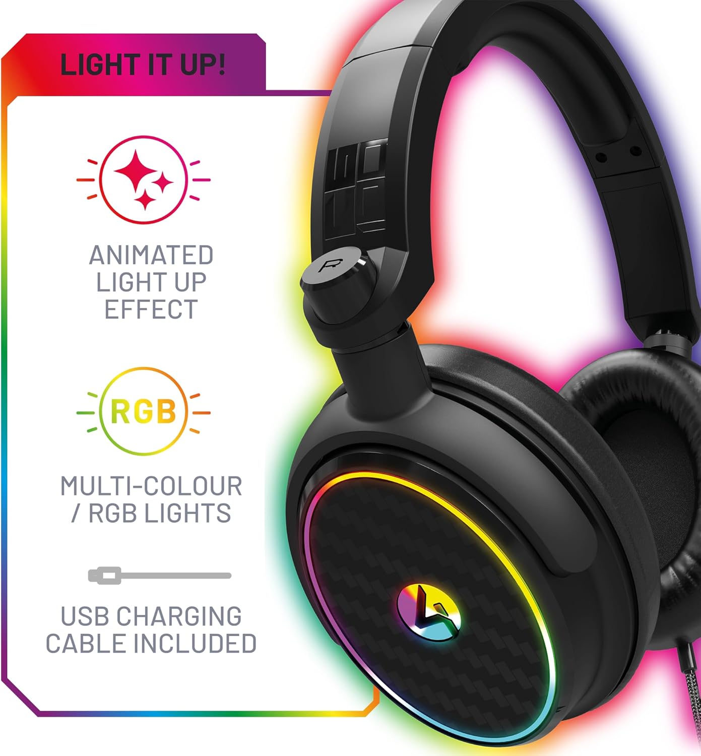 4Gamers C6-100 LED Light-Up Gaming Headset - Compatible with PS4, PS5, Xbox One, Series S, Series X Nintendo Switch, PC & Mobile