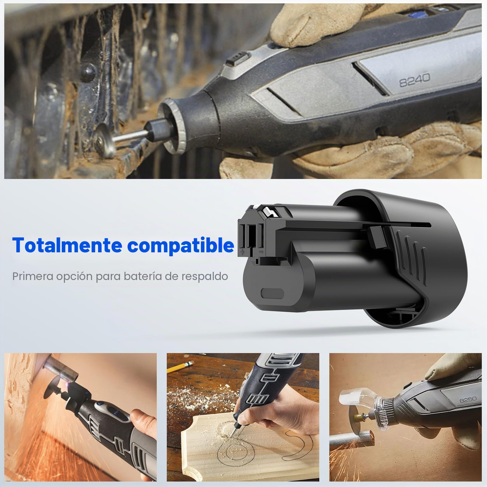ASUNCELL Batería de iones de litio para Dremel 8260, 8240 y 8250, 4000 mAh, herramienta multifunción de 12 V y 4 Ah, batería de repuesto de iones de litio