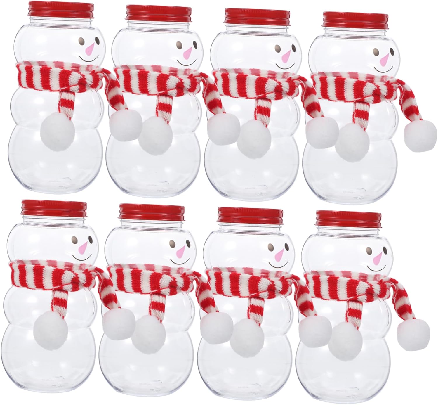 COLLBATH 10sets Snowman Beverage Containers Cute Tea Bottles with Sealing Lid Scarves for Christmas Drinks Parties and