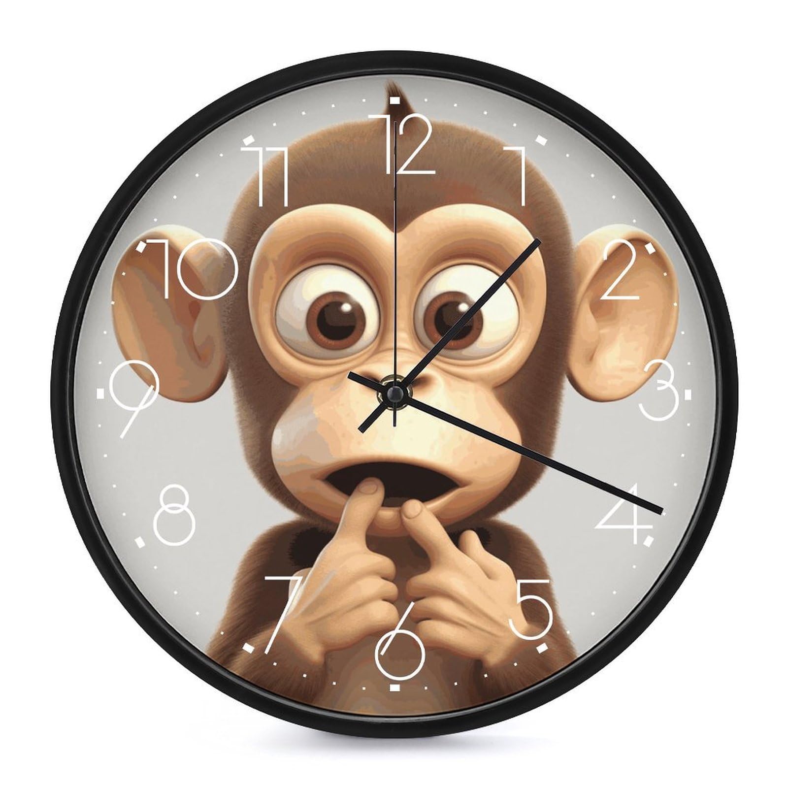 DWVTSLH The Silent Monkey Wall Clock 10 Inch Silent Non-Ticking Modern Clocks Battery Operated - Decorative Wall Clocks for Bedroom Living Room Kitchen Office Wall Decor Gift Idea