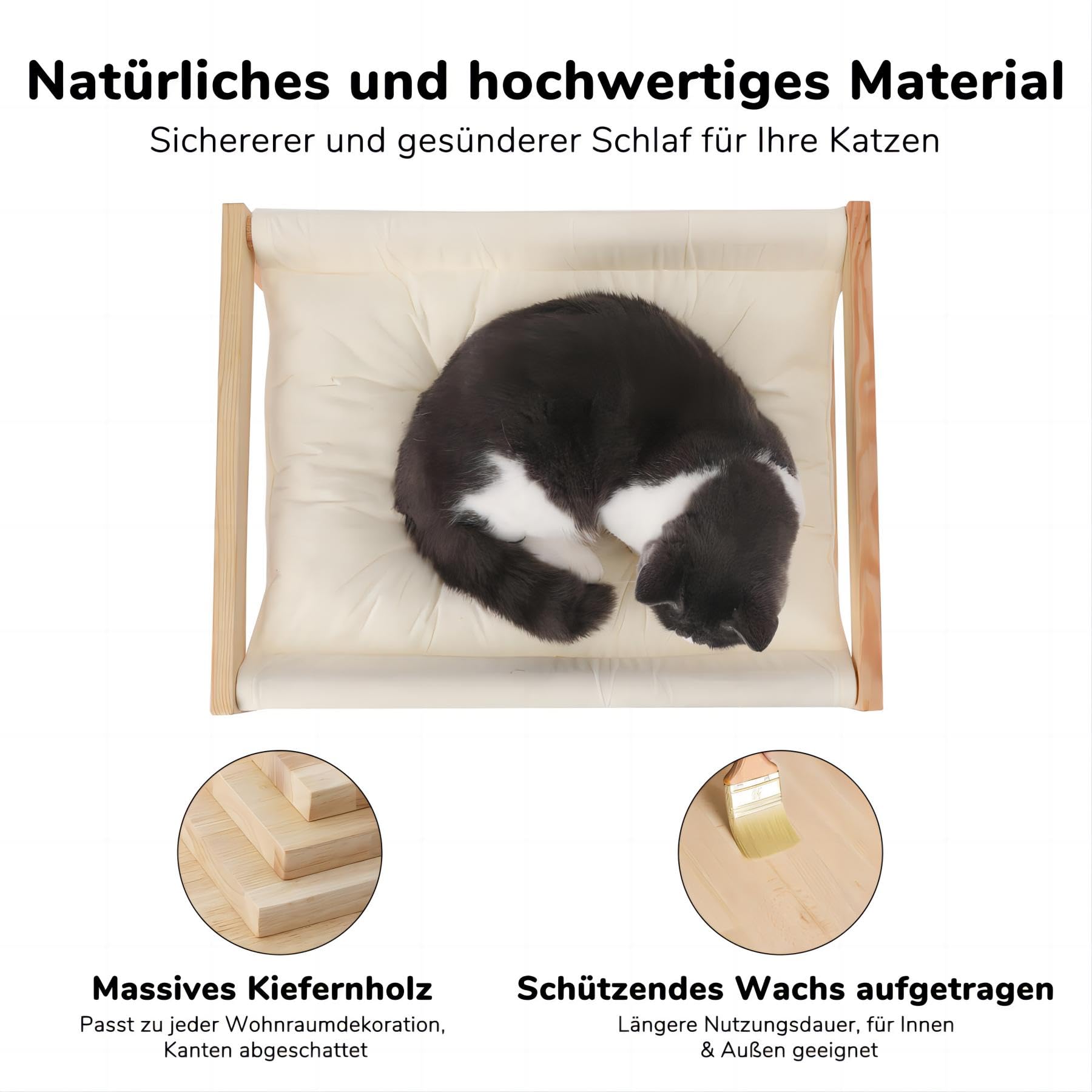 FUKUMARU Katzenbett, Plüsch-Samt-Katzenbetten für Indoor-Katzen, Katzenhängematte aus Holz, 50,8 x 40,6 cm, geeignet für Katzen, Hunde, Kaninchen, Kätzchen und Kleintiere