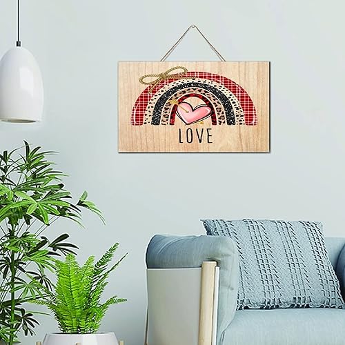 Autravelco Letrero rústico de madera para el hogar para el día de San Valentín amor arco iris pintado para pared placa de madera 6 x 10 pulgadas