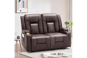 YODOLLA RV Recliners Wall Hugger: Modern Faux Leather Double Recliner with Cup...