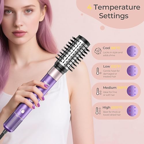 Miniatura 4 de Juego de cepillo y peinado 7 en 1 para secador de pelo, secado rápido, rizado, alisado y voluminizador, herramienta de peinado de aire caliente sin