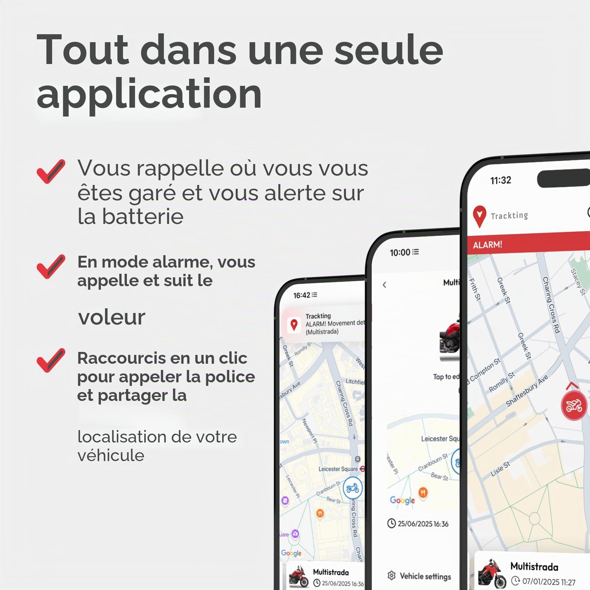 Trackting One – Dispositif GPS Antivol pour Voitures & Motos | Traceur GPS pour Voiture, Moto, Véhicules | Carte SIM Intégrée (4G/2G) – Abonnement Requis, Sans Câblage, Longue Autonomie