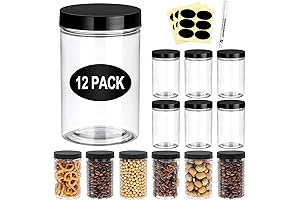 Novelinks 8 Ounce Clear Plastic Jars with Lids
