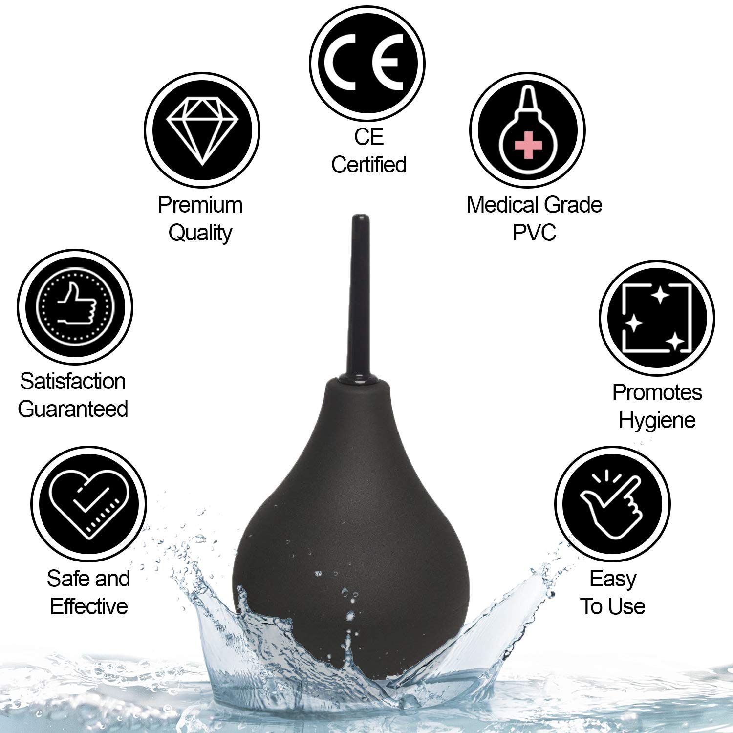 Premium Enema Bulb Douche Safe Comfortable Nozzle Silicone Enema Kit