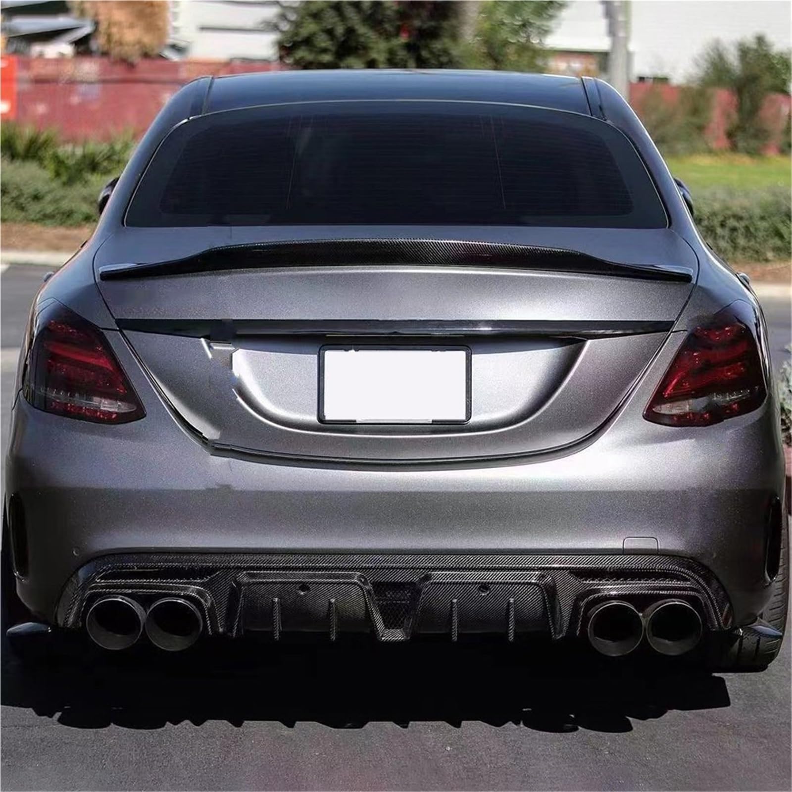 Spojlery tylne do samochodów Karoseria Spoiler Tylny Spoiler Splitter Dyfuzor Zestaw nadwozia bagażnika Dekoracja pasuje do Mercedesa Benz C W205 i C63 C43 AMG 4 drzwi 2014-2021(Carbon Fiber Look)
