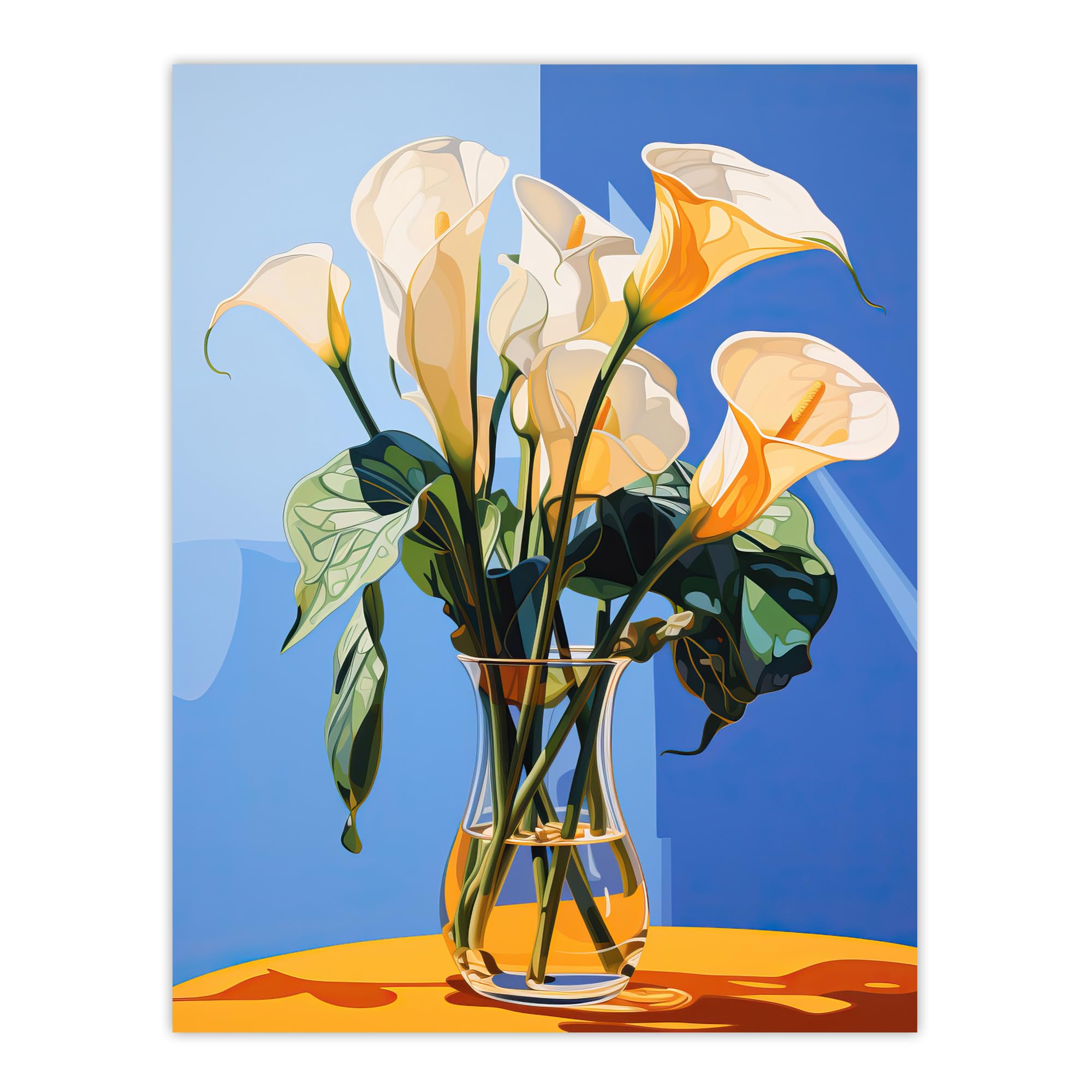 Wee Blue Coo Floral Wall Art Print - Lily Calla - Blue - W18" x H24"