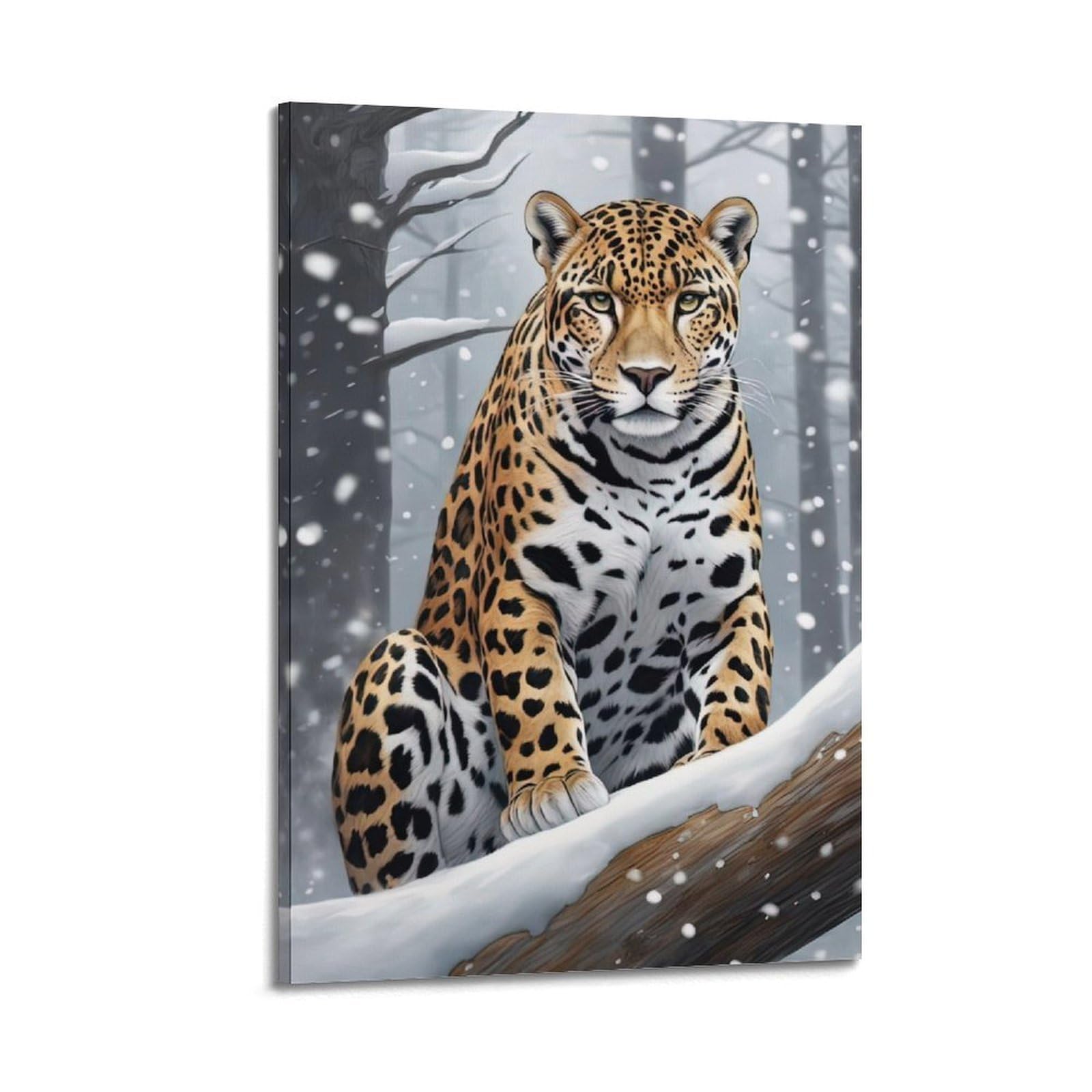 WPHSFX Wildlife Artwork Poster Leopard in The Snow Poster Decorative Painting Canvas Wall Posters And Art Picture Print Modern Family Bedroom Decor Posters 20x30inch(50x75cm)