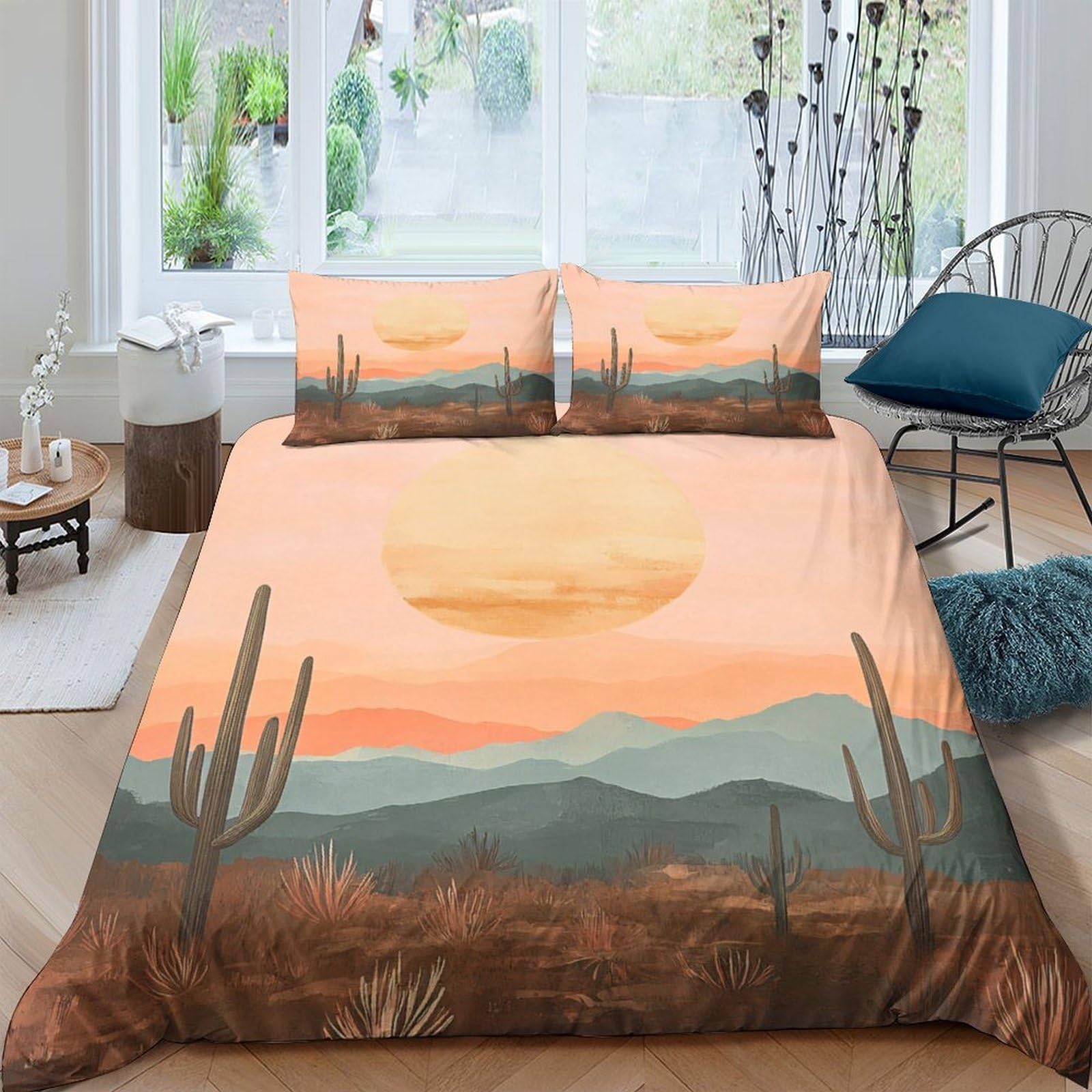 Ctjqhvkz Style-5 3D Printed Sunset Desert Landscape Fitted Sheet Microfiber Soft Mattress Cover For Bedroom Guest Room Decoration Single（135X200cm）