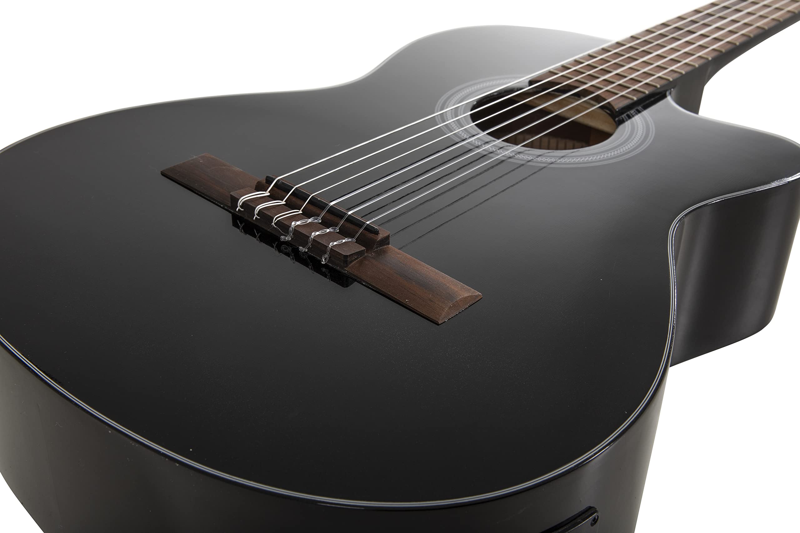 chitarra da concerto elettrica, chitarra classica elettrica special dark moon - nero, con Cutaway
