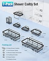 Vista 6 de Shower Caddy 7 Pack, Adhesive Bathroom Shower Organizer for Bathroom Storage, No Drilling Large Capacity Rustproof Stainless Steel Shower Shelves