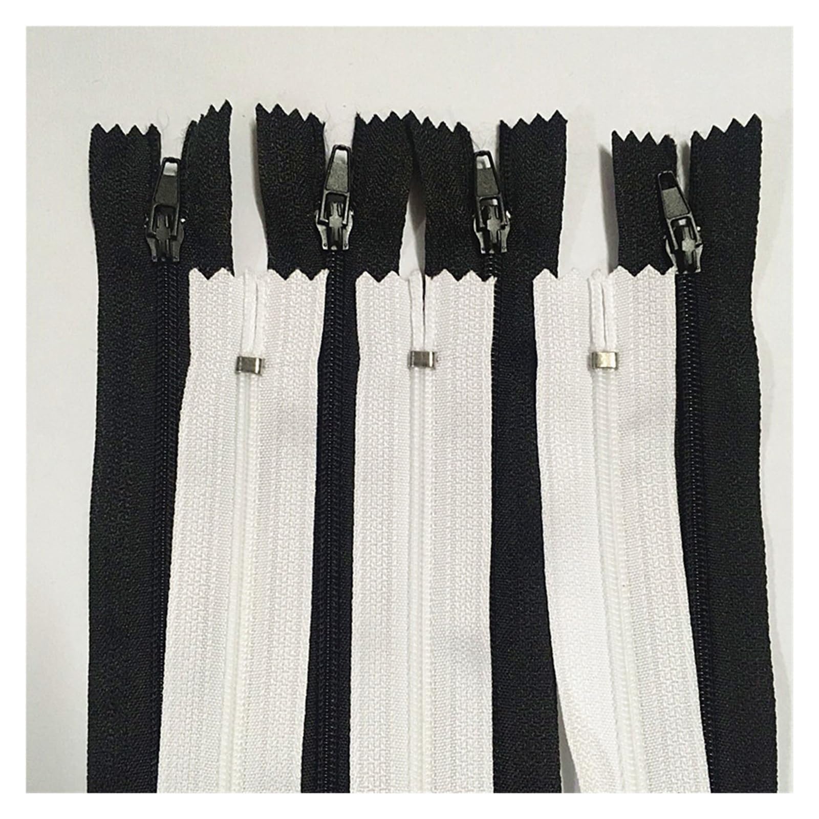 100 cerniere lampo a spirale in nylon bianco e nero da 40 cm, tailor #3 con estremità chiusa (nero)