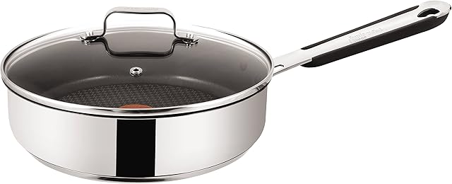 Tefal Jamie Oliver E7633314 25cm Sautepan with Glass Lid Everyday Stainless Steel Range pan, 2.8 liters