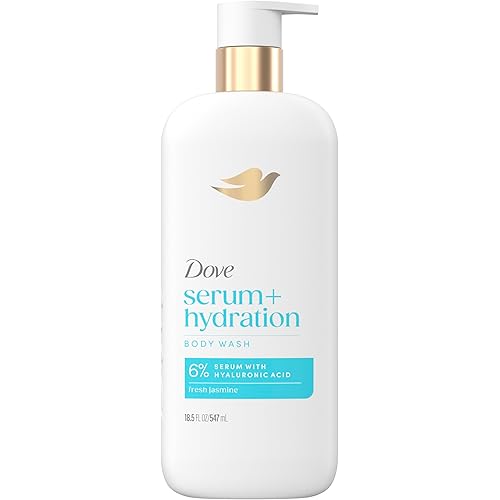 Dove Body Wash Hydration Boost Actively drenches dry skin 6% hydration serum with hyaluronic 18.5 oz