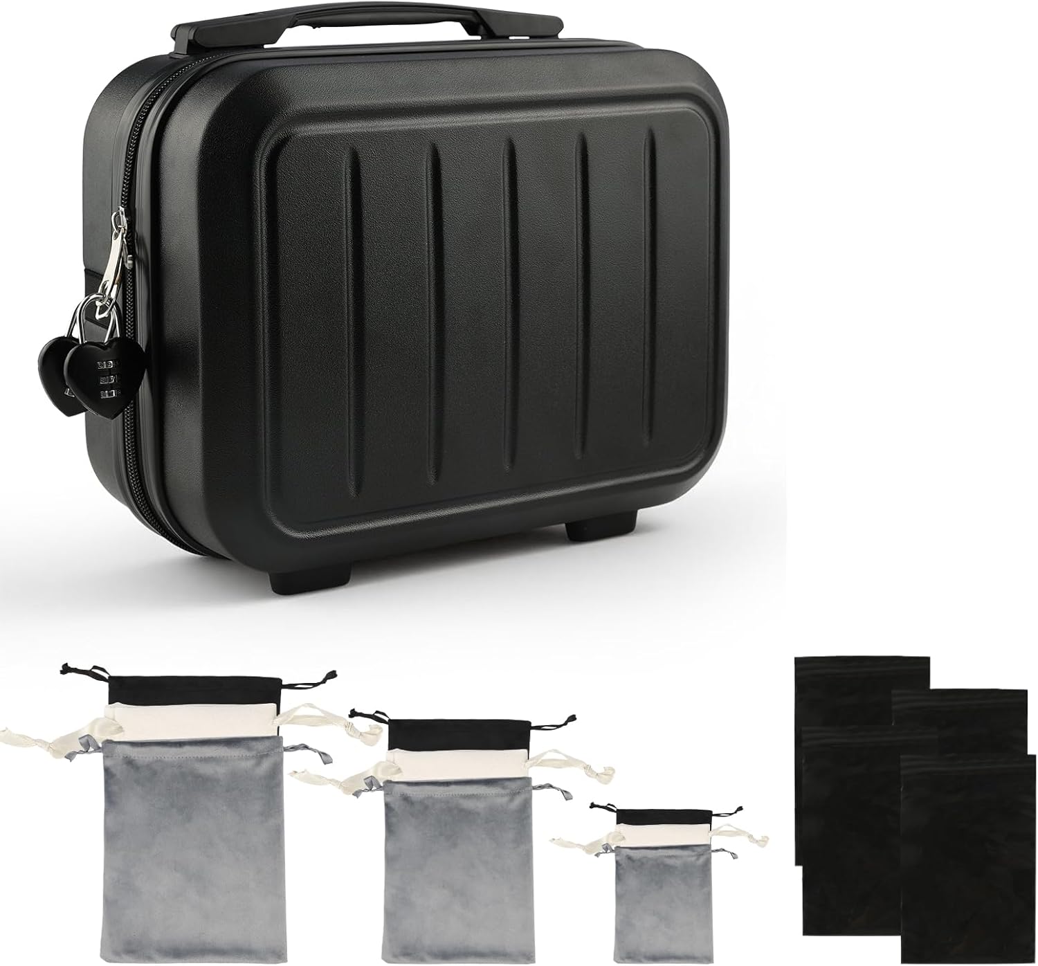 Lockable Adult Toy Storage Organizer Box, Discreet Toy Storage Container Case, Adult Toys Containers with 9 Drawstring Adults Toys Bags 4 Plastic Bags 2 Locks for Travel Home