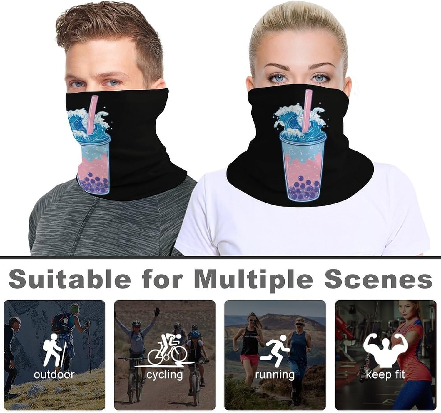 Waves Ocean Cup Unisex Neck Gaiter Face Scarf Cover Sun Hoods for Outdoor Hiking Skiing