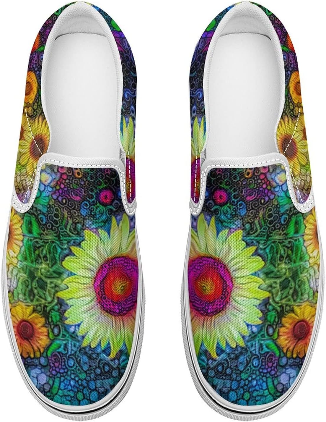 Sunflowers Women's Slip on Canvas Loafers Non Slip Shoes for Women Low Top Sneakers (Slip-On)