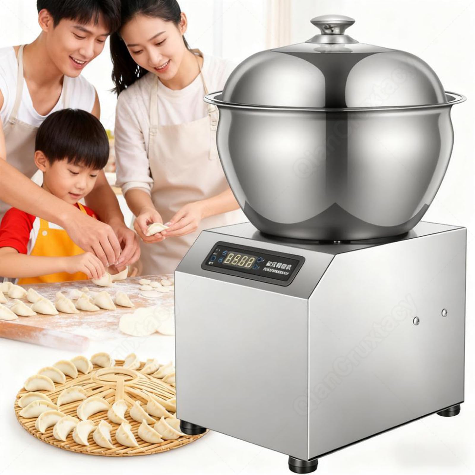 Mélangeur de pâte commercial, capacité de 8 kg, affichage numérique, minuterie, double rotation, pièces détachables pour un nettoyage facile – idéal pour les boulangeries et pizzerias
