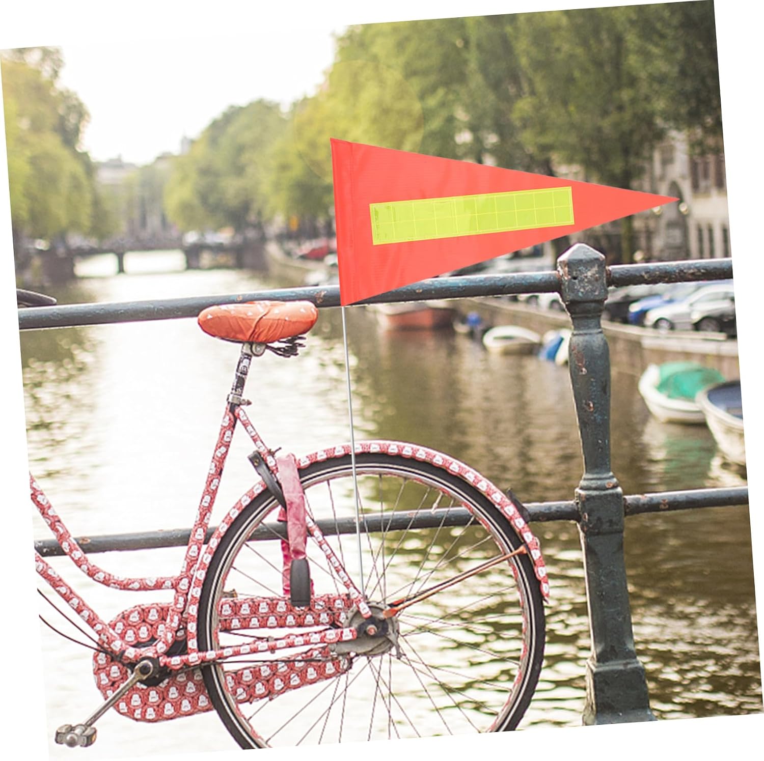 Tofficu Bike Safety Flags Cycling Safety Accessories Reflective Triangle Warning Pennants 2pcs 20.2x45.2cm for 6mm Poles for ’s Bicycles, Scooters, and Strollers