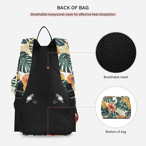 Miniatura 4 de Unisex Tennis Bag Lightweight Tropical Style Green Leaves Red Flower Zipper Tennis Bag Gym Bag for Women, Men, Teenagers raquetas de tenis para