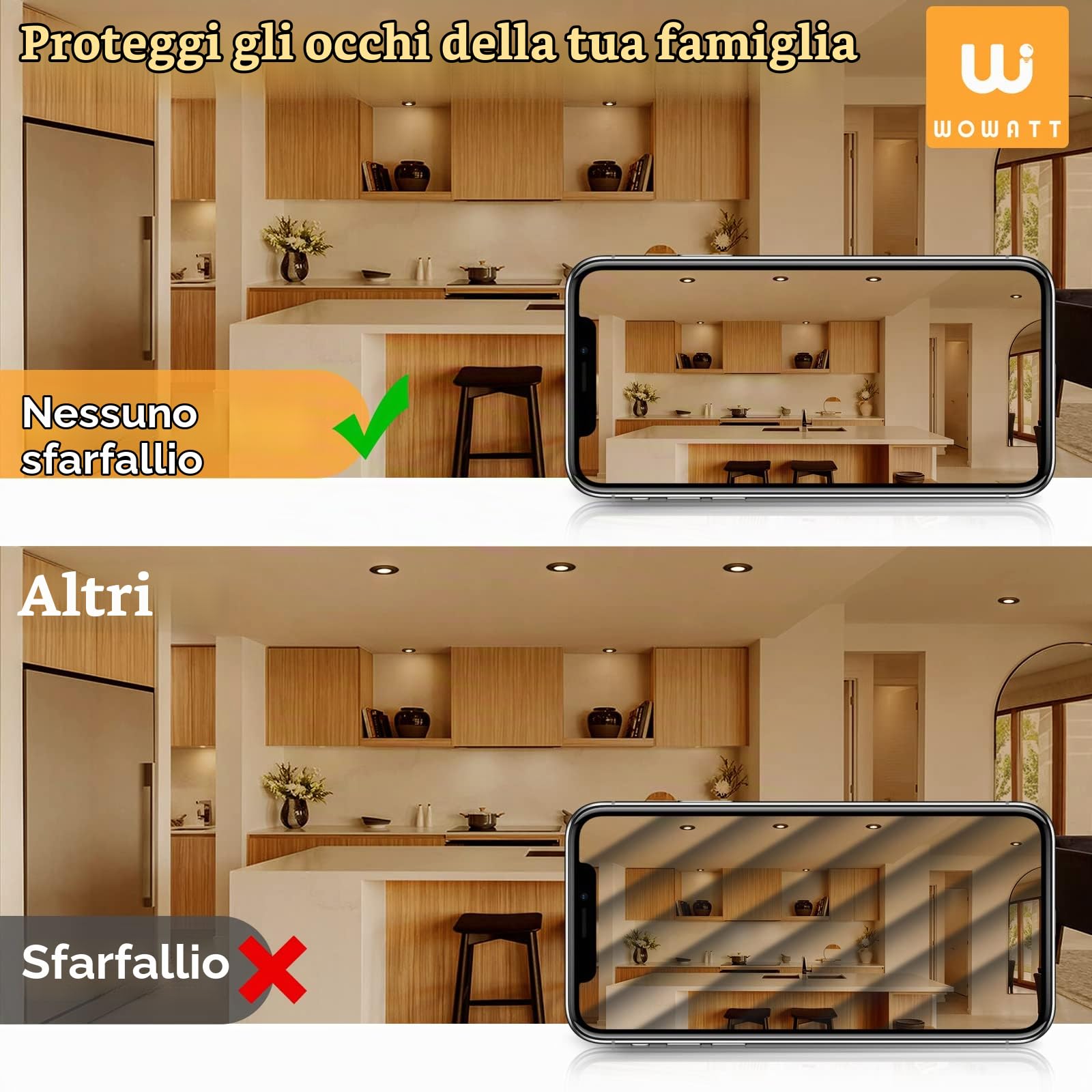 wowatt 10x Faretti Led da Incasso per Cartongesso Nero 5.5W Dimmerabili | 2800K Luce Calda 600LM Luci da Soffitto Interno IP44, Metallo Faretto led incasso Ultrasottili, Faretti Foro 68mm para Bagno