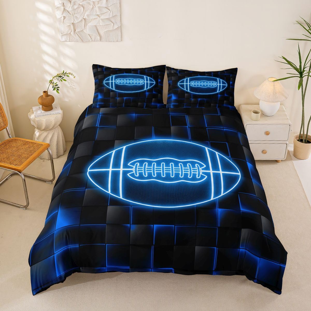 Feelyou Red and Black Duvet Cover Toddler Size Baseball Comforter Cover for Boys Girls Geometric Bedding Set 2Pcs Sports Game Room Decor Baseball Gaming