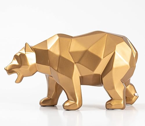 Estatuas de animales para decoración del hogar, estatua de oso dorado para decoración de mesa de sala de estar, escultura moderna, regalo para sala
