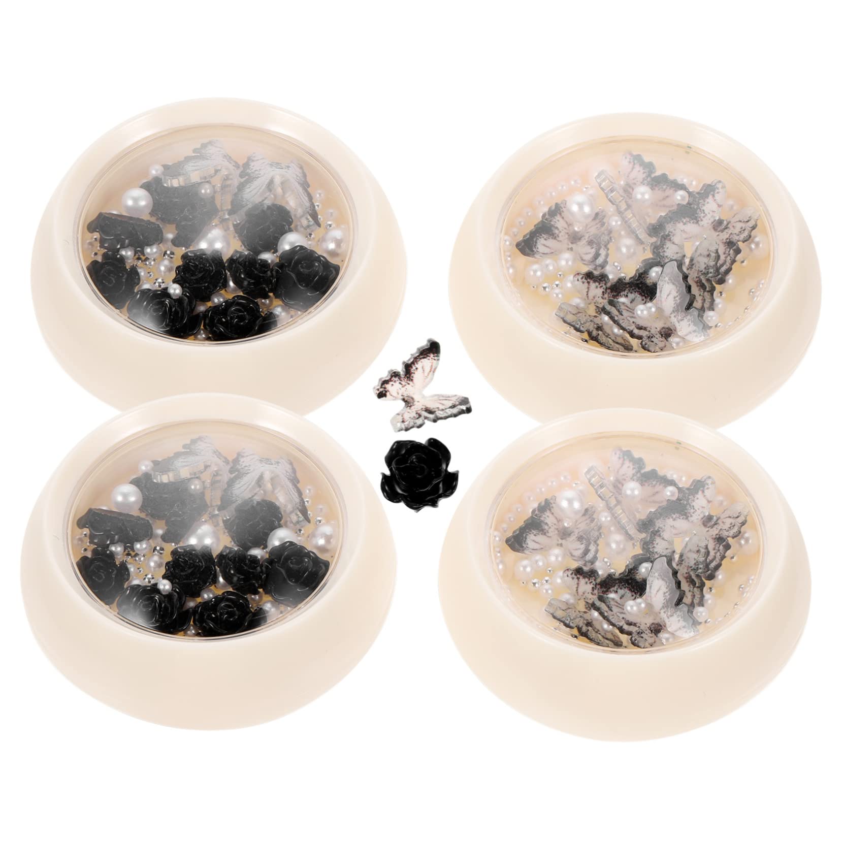 PLAFOPE 5 Set Di Ciondoli Per Unghie A Forma Di Fiore Gioielli Per Unghie in Resina Strass Per 4 Scatole * 5