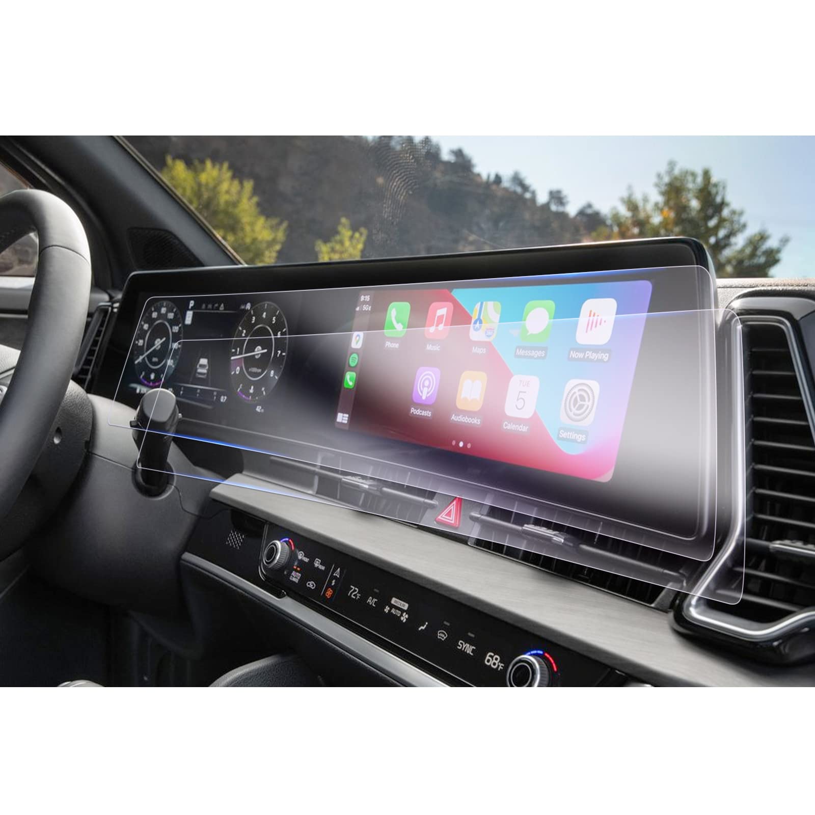GAFAT [2 pezzi] Compatibile con Kia Sportage NQ5 2022-2024 2025 Navigation + Virtual Cockpit Pellicola Protettiva Sportage 2023 Nano Pellicola Protettiva, Schermo, 6H Anti Graffio (Linea Retta)