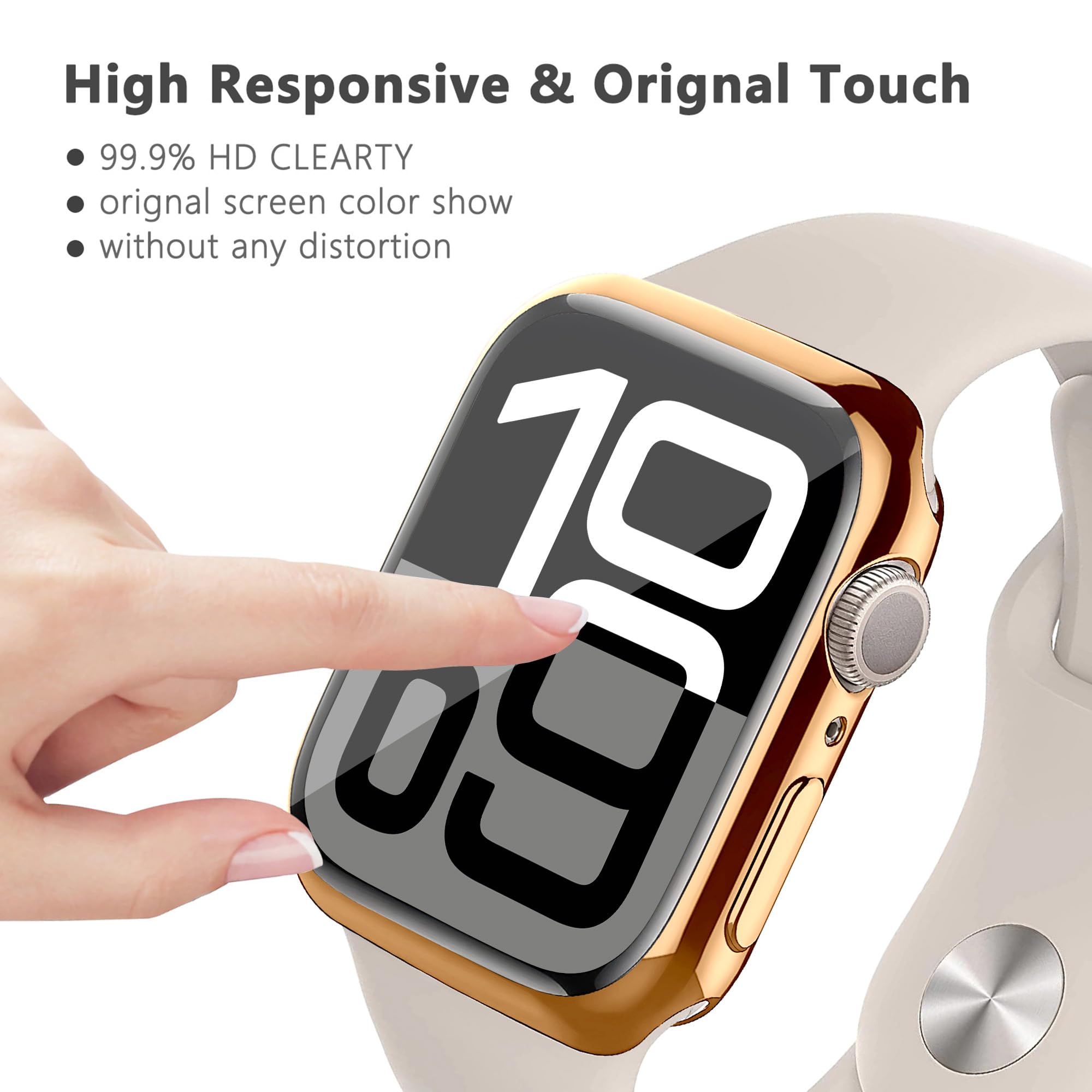 4 Pack Case for Apple Watch Screen Protector 44mm 40mm 46mm 42mm 41mm 45mm 38mm Series 10 9 8 7 6 5 4 3 SE/2,Soft TPU Full Protection Face Cover Tempered Glass+Bumper for iWatch Cover Accessories