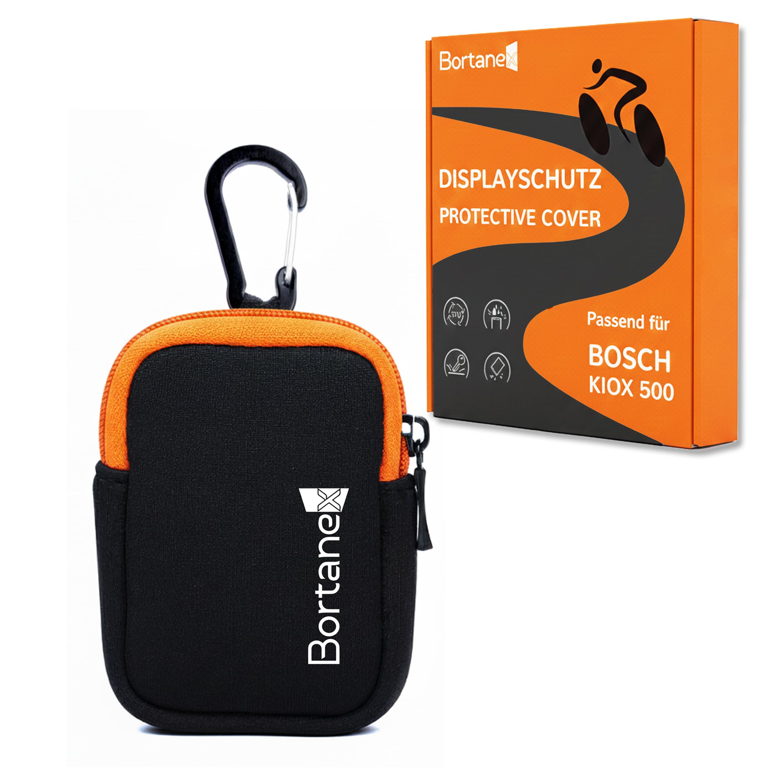 Bortanex Screen Protector Set Suitable for Kiox 500 Display (BHU3700) - Ebike Accessories Protective Cover with Neoprene Case for Bosch Kiox 500 (Neoprene Bag)