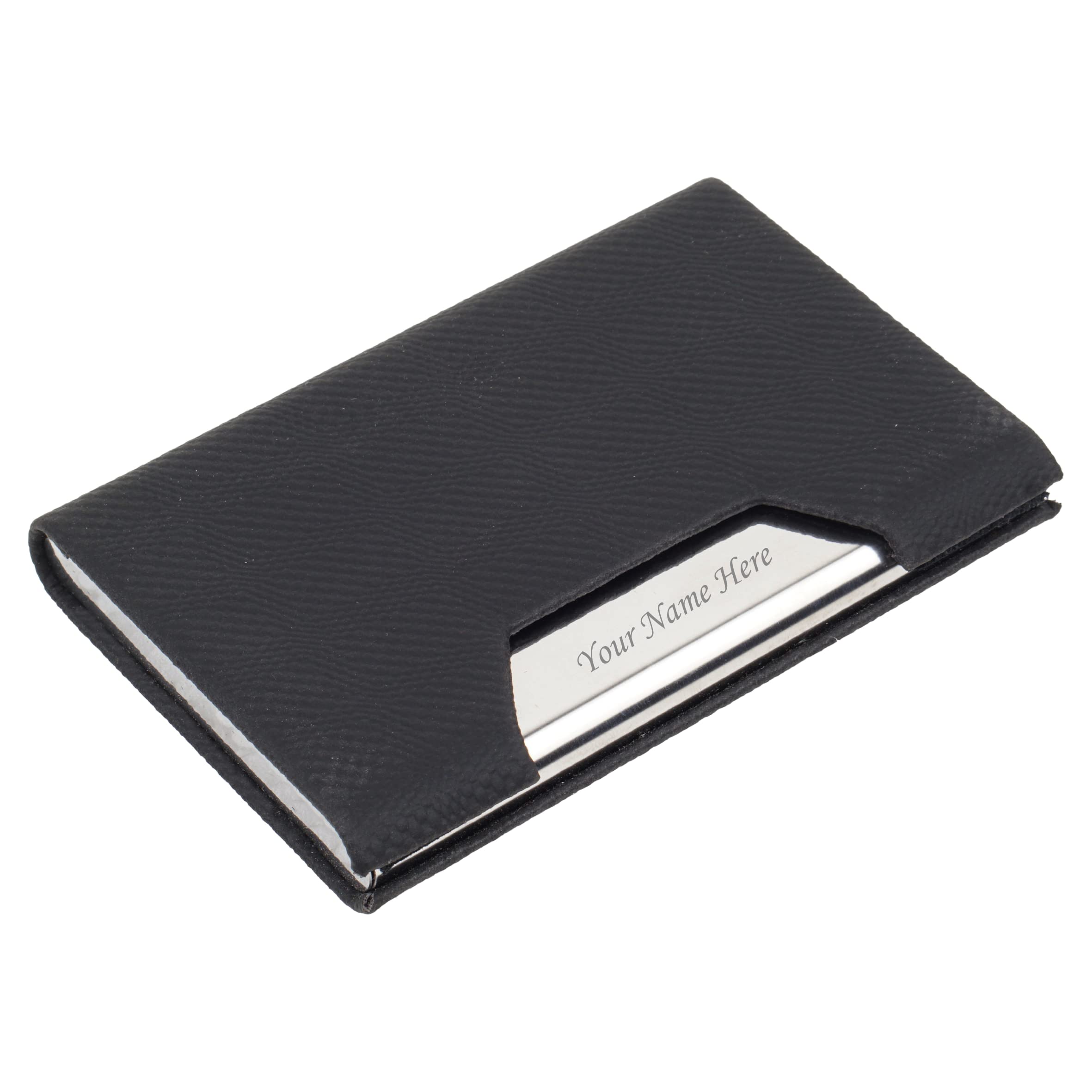 Tempt - Personalized Card Holder Credit Debit ATM Business Visiting Name Wallet ID Protector Caser Steel for Men Women Festive Gifting for Family Friends Valentines Silver Black-picture-43