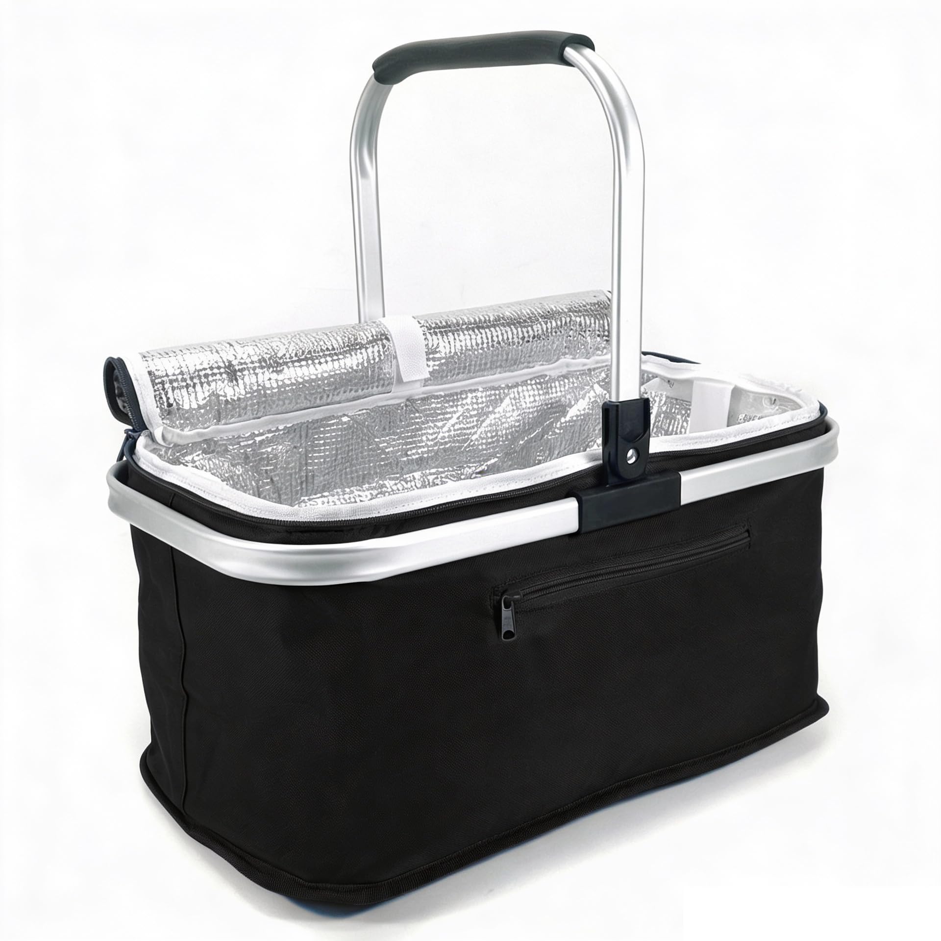 2 Stück 24L Einkaufskorb Groß Isolierkorb Kühlkorb Kühltasche Picknickkorb Thermotasche Kühltasche Thermo Tasche Kühlbox Einkaufskörbe (Schwarz)