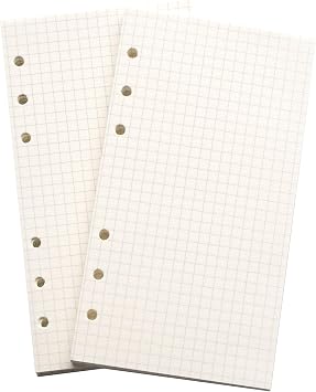 Ancicraft Refills Paper with Square Grid 2 Pack for 6 Ring Planner Binder 100gsm Creamy White Paper 90 Pages / 45 Sheets 1 Pack A6 3.7x6.73"/9.4x17.1cm