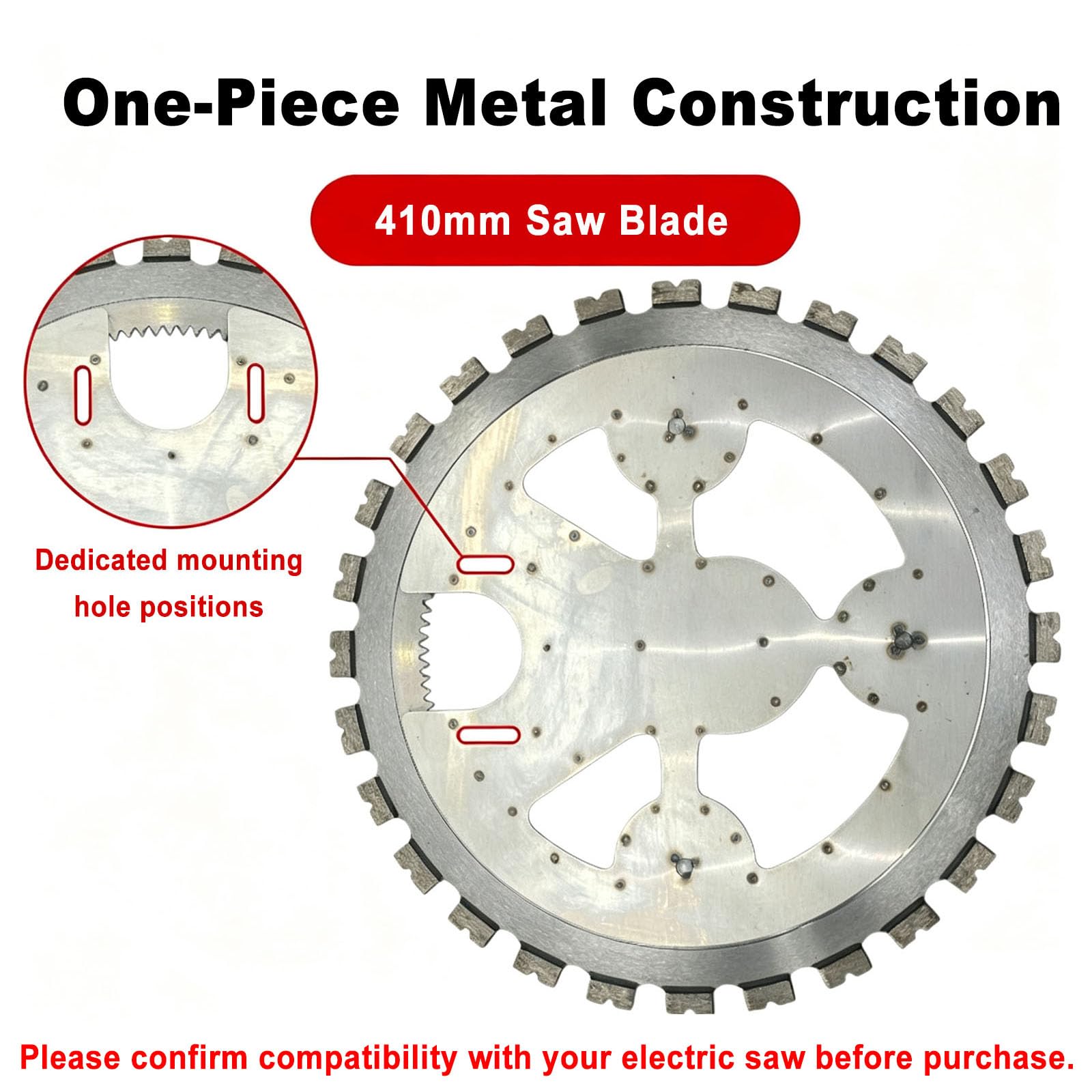 Lot de 4 lames de scie à anneau diamantées de 410 mm, segments épais de 5 mm, lame de rechange pour scies à béton électriques
