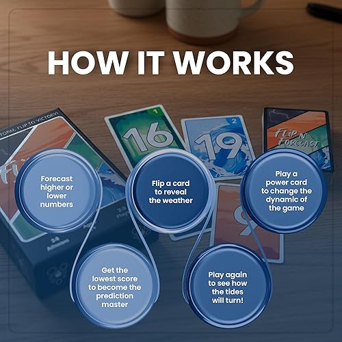 Miniatura 4 de Flip N' Forecast - El juego de cartas familiares de predicción definitiva para niños y adultos - Divertidos juegos familiares para niños y adultos