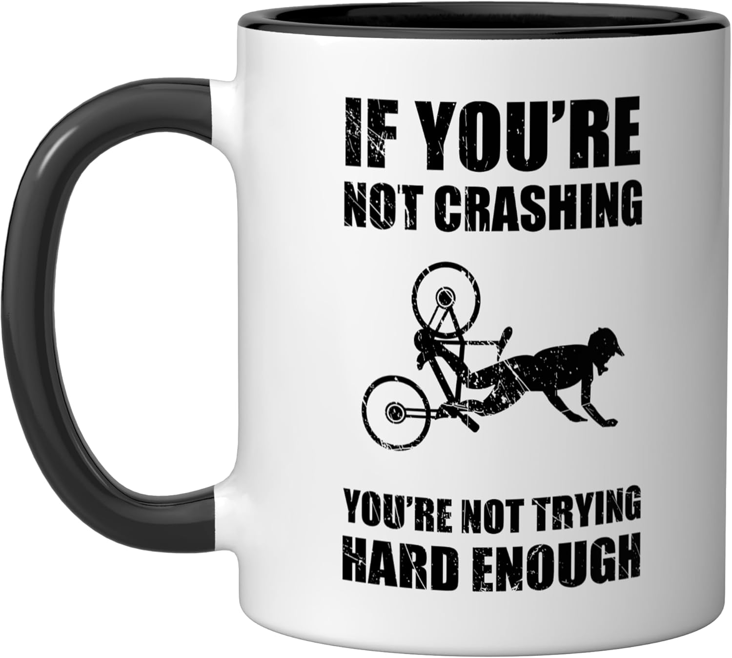 Funny Mountain Bike Crash Bicycle Accident Injury Ceramic Mug, Black/White product image