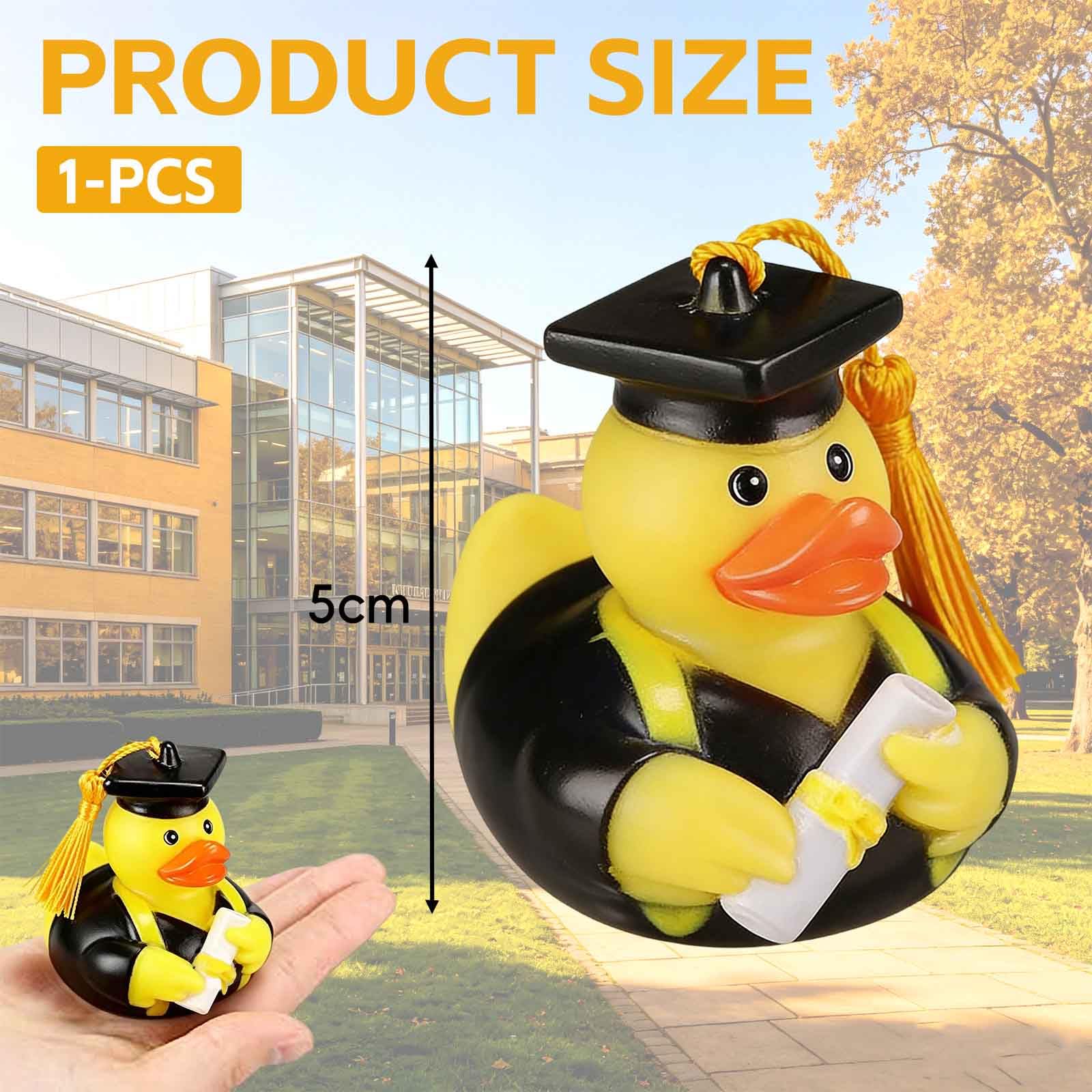 1 Piezas Patitos De Goma Pato Baño Gorro Graduado Pergamino Regalo Original Divertido — view 2