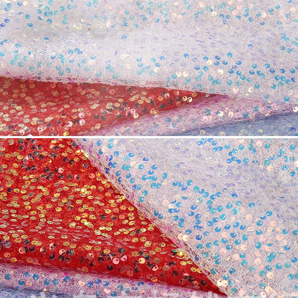 Tissu à paillettes 1,3 m x 10 yards Tissu décoratif Carnaval Tissu à paillettes Tissu décoratif Textiles Tissu pour vêtements de danse, portefeuilles, costumes, sacs, vêtements de soirée