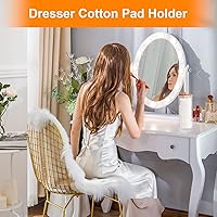 Vista 8 de 2 piezas de soporte redondo de algodón, soporte de almohadilla de algodón con tapas de bambú, dispensador de almohadillas de algodón