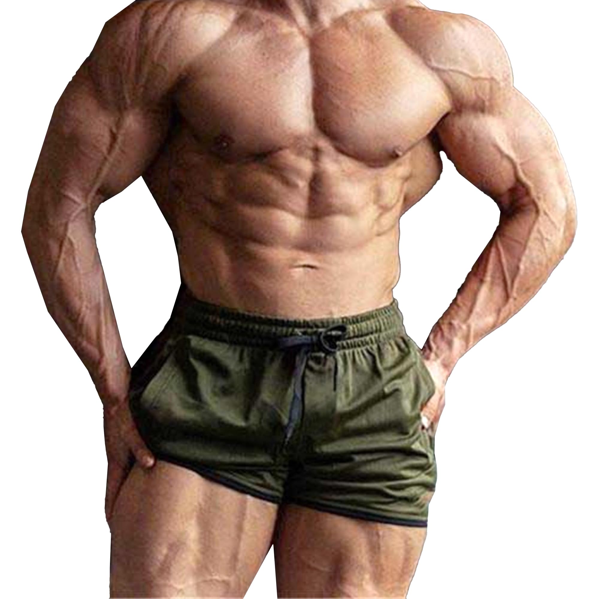 Men Spring and Summer Solid Color Short Casual Street Fitness Pant Tie Pocket Sports Outdoor Mens Short Athletic