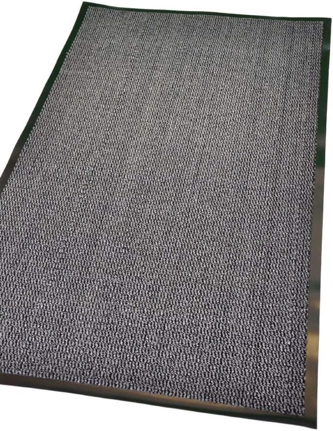 Trendmakers Extra Large Big Dark Light Grey Hardwearing Heavy Duty Black PVC Edge Pile Top Rubber Barrier Entrance Door Kitchen Utility Dust Floor Mats Rugs 90 cm x 150 cm