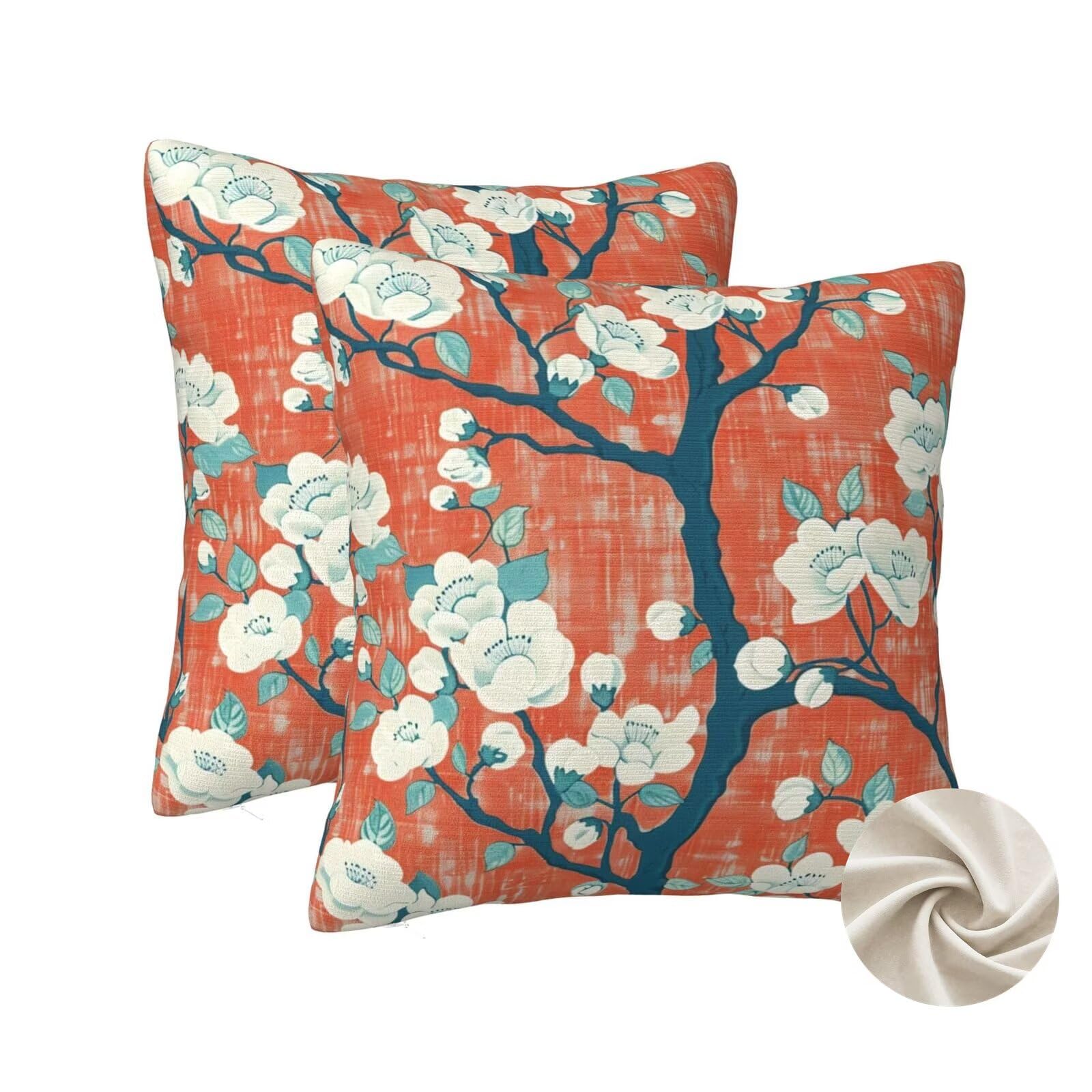Coussin canapé caramel et fleurs : lot de 2 housses 70x70 pour une ambiance salon cocooning