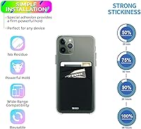 Vista 4 de Cartera para tarjetas de teléfono con bloqueo RFID, doble bolsillo seguro, ultradelgada, autoadhesiva, funda para tarjetas de crédito, calcomanía