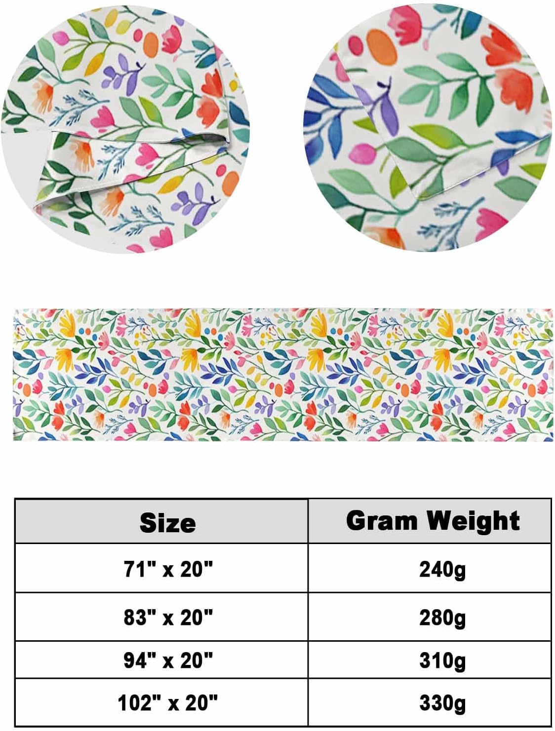 Watercolor Botanical Leaves Floral Bed Runners for Bedroom Hotel,Decorative Bedding Scarf Astract Colorful Plant Bed End Blanket Bedding Runner Scarves for Queen Size Bed,94x20in