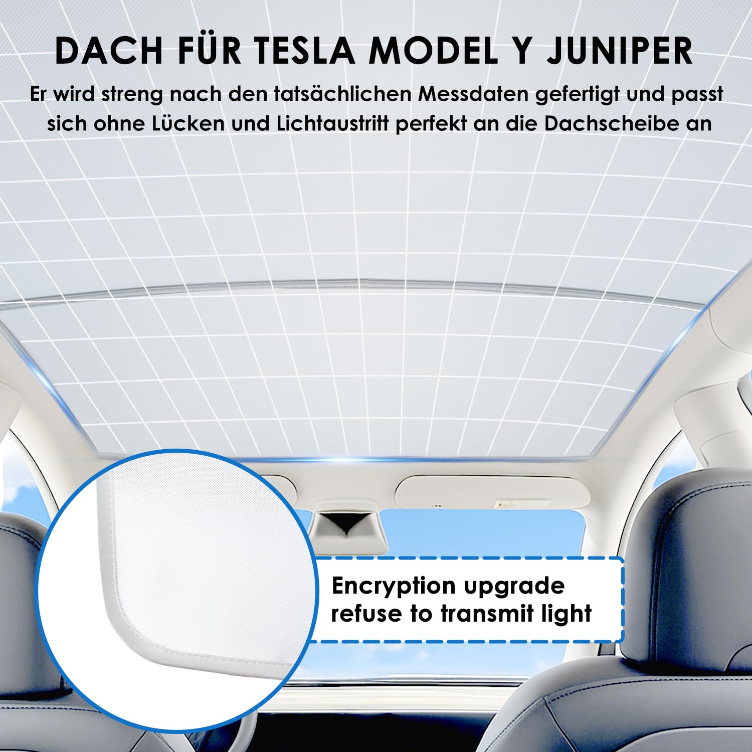 Parasole per Tetto Panoramico per Tesla Model Y, Parasole Tetto Juniper Set 2, Struttura Isolante a 8 Strati in Nanomateriali, Tettoia Model Y 2025 Protezione UV, Cerchi in Acciaio Rinforzato