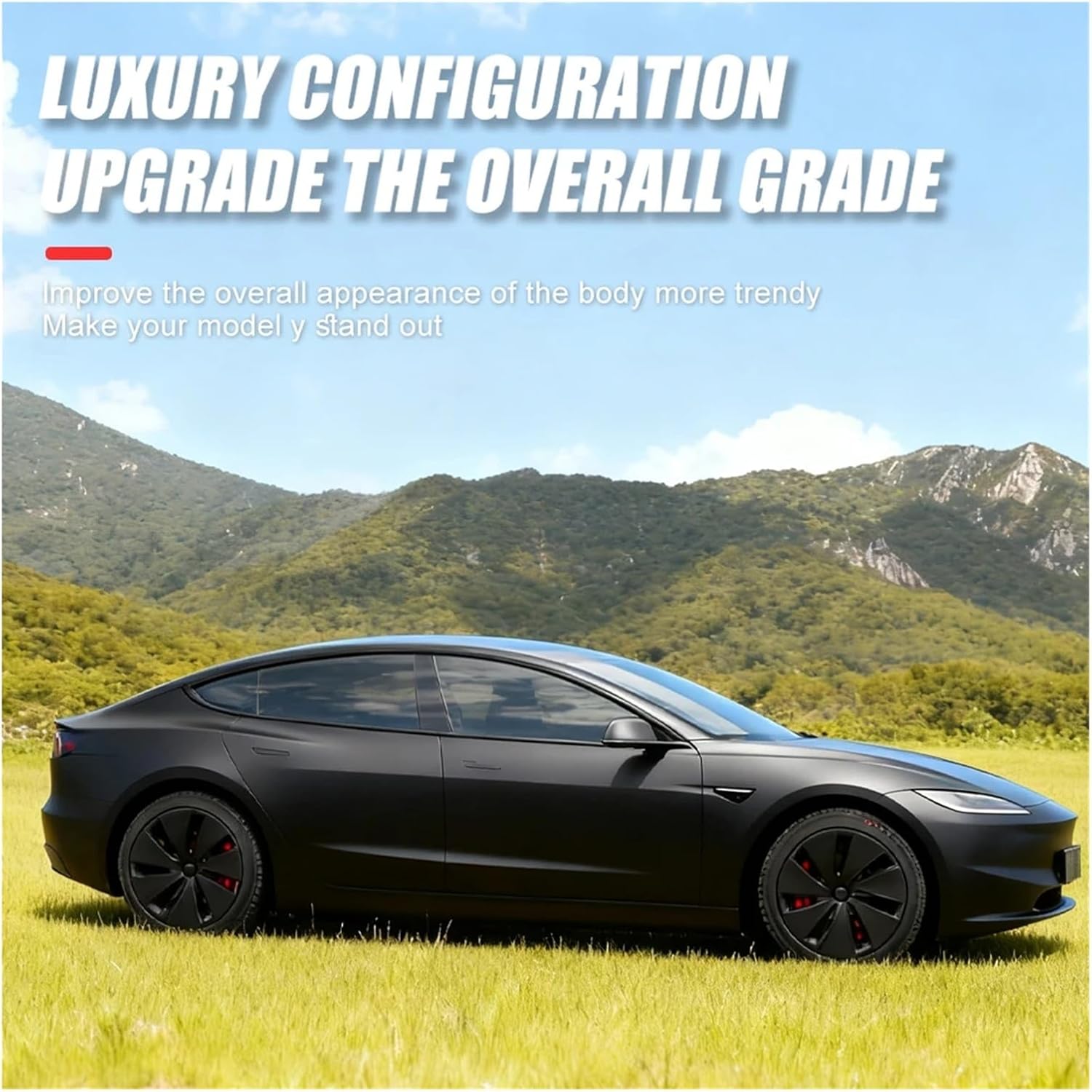 2025 Wheel Cap Car for Tesla Model 3 18 Inch Highland Tire Full Rim Accessories Parts 2024 HubCap(Black Grey)